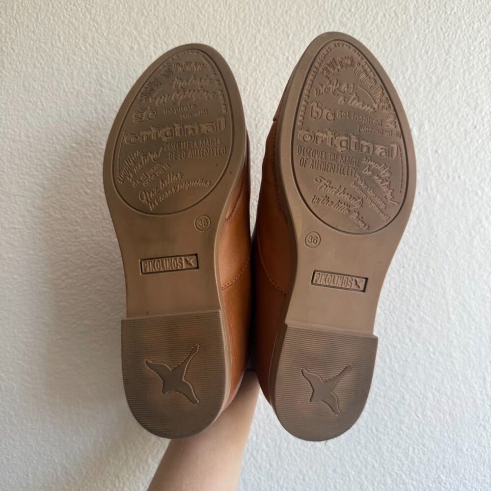 Pikolinos Pyrgos Laceless Slip On Oxford Shoes in Tan Brown Leather size 36 - Picture 13 of 13